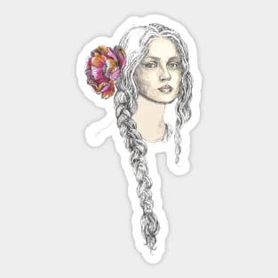 Woman with Braided Hair. Sticker